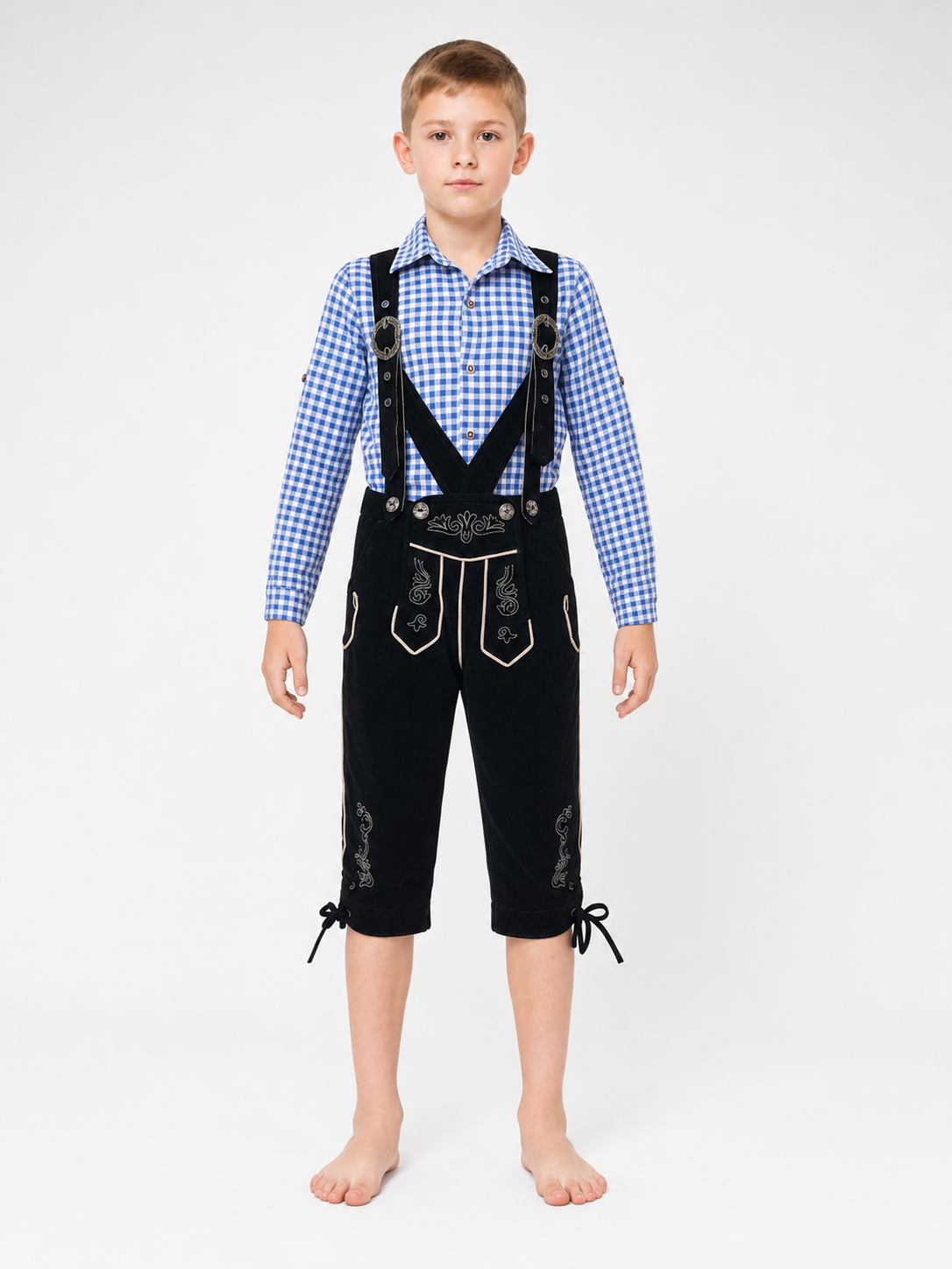 Kids' Plaid Suspender Suit for Celebrations