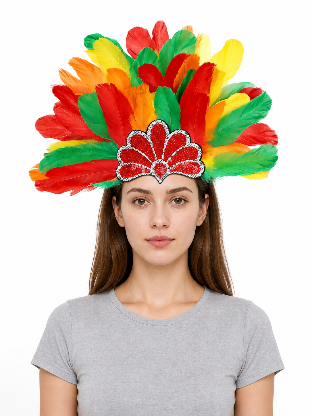 Carnival Headpiece with Multicolored Feathers