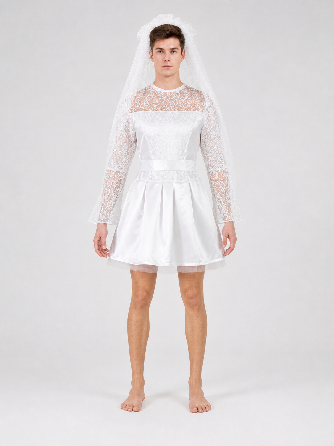 Wedding costume dress with veil for a celebration
