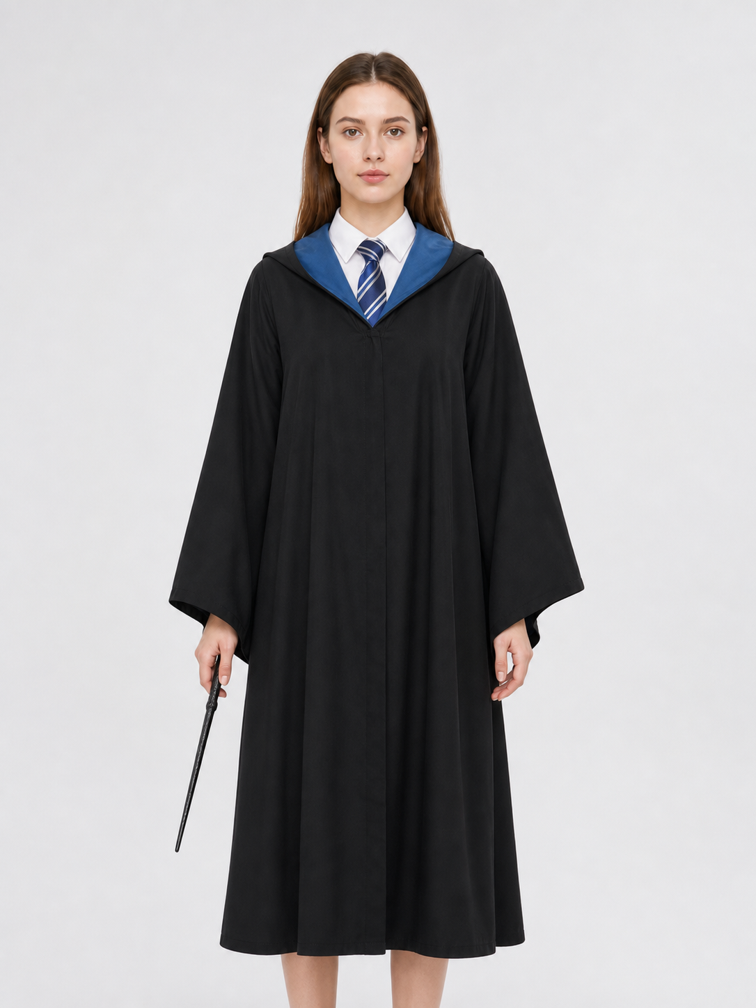 Wizard Costume with Robe, Hat, Glasses, and Scarf front view