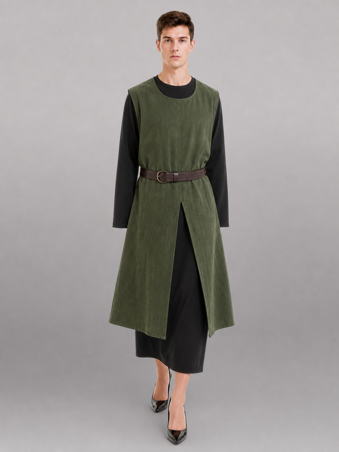 Green Cotton-Linen Sleeveless Tunic