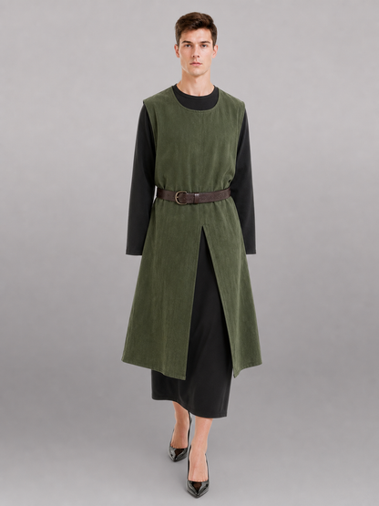 Green Cotton-Linen Sleeveless Tunic