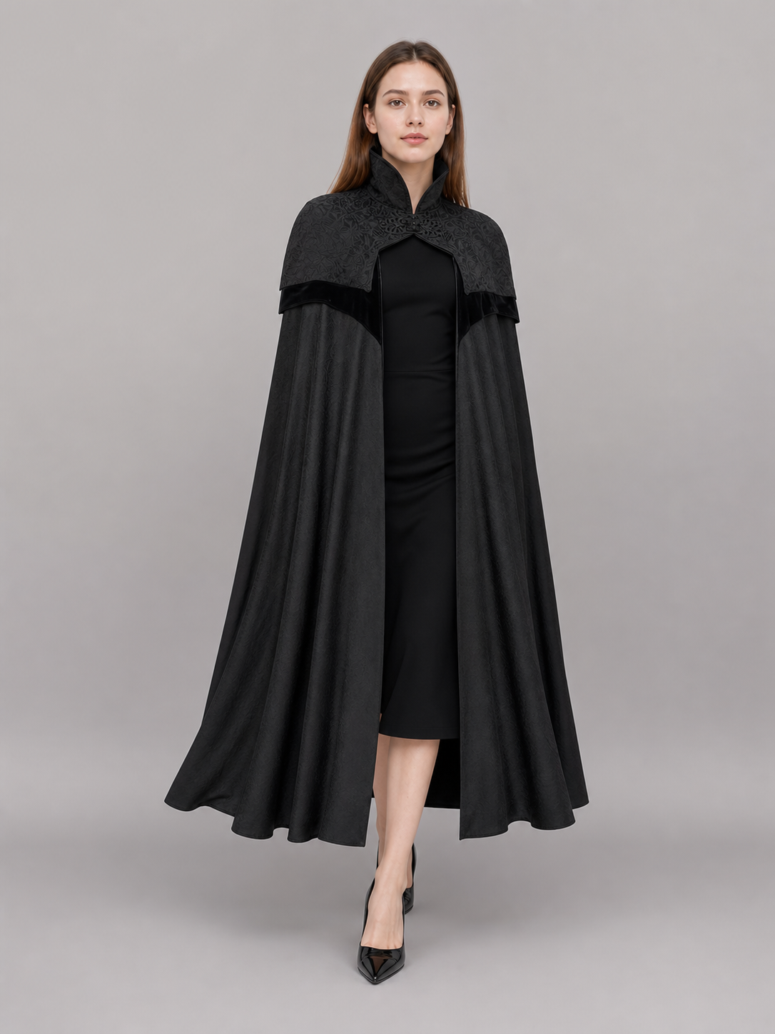 Black Gothic Hooded Costume Cloak