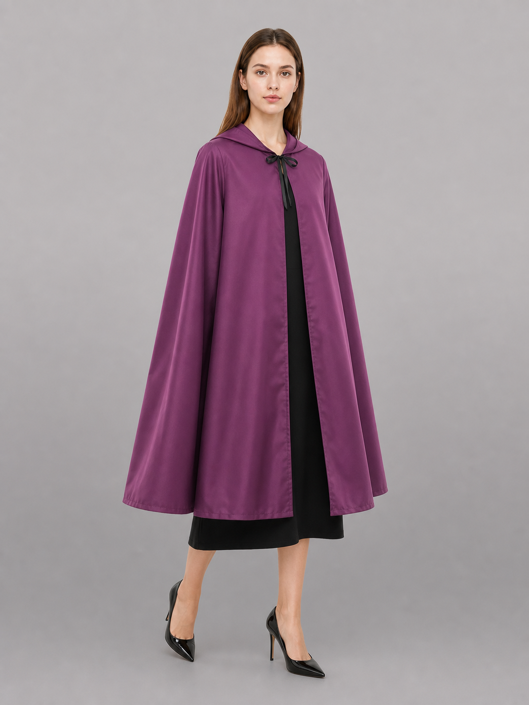 Long purple carnival hooded cloak