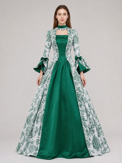 Long Evening Dress with Flared Sleeves