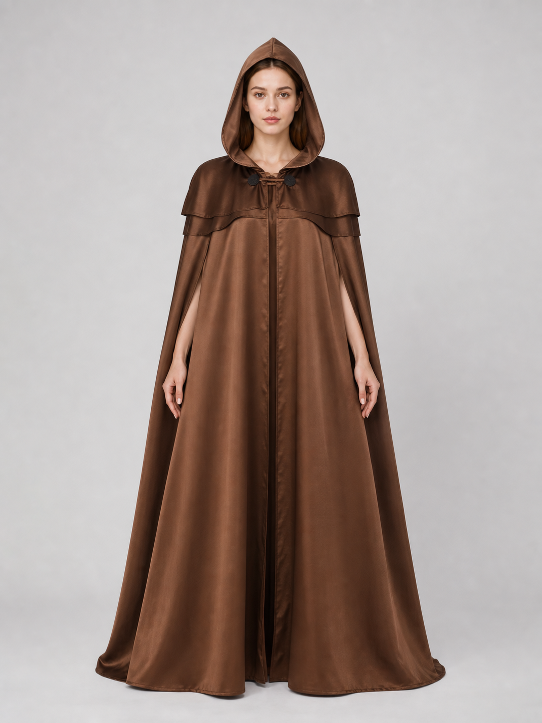 Brown Viking Hooded Cloak Cape