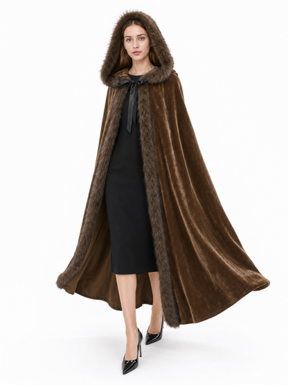 Brown Hooded Costume Cape