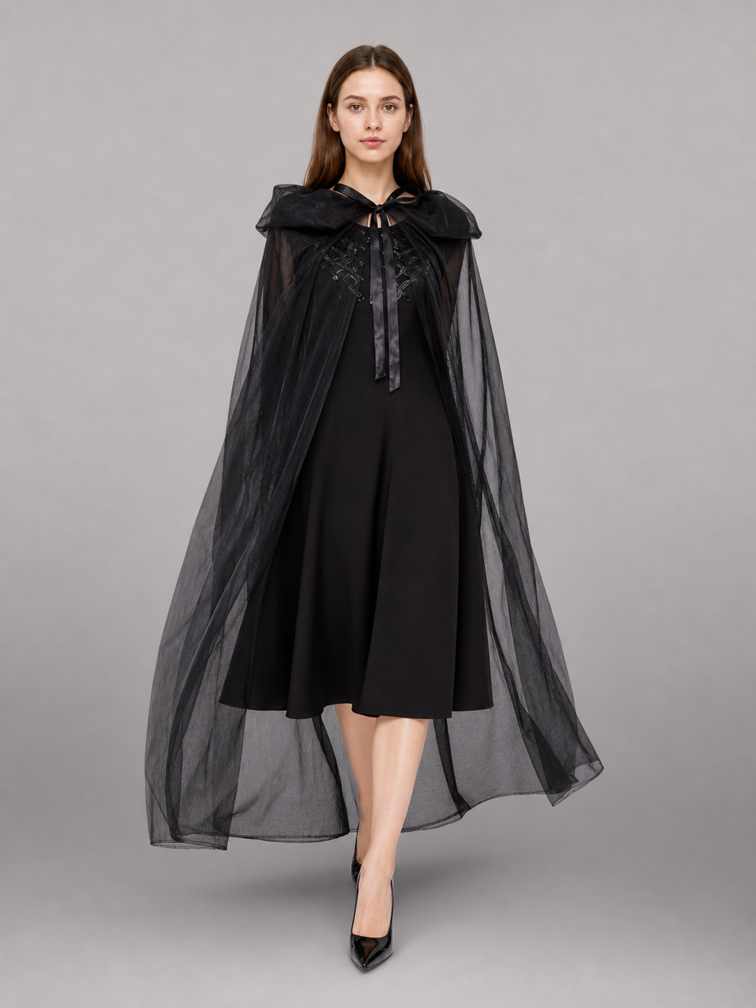 Black Hooded Costume Cloak for Cosplay