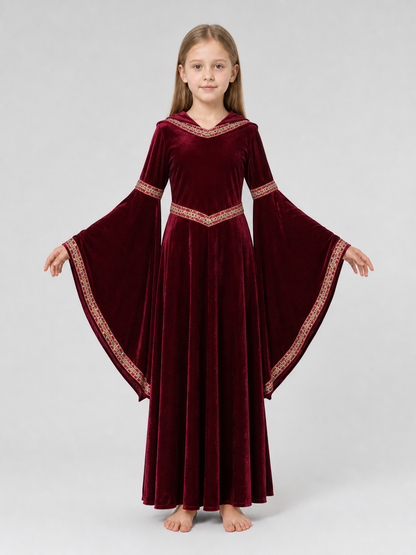 Halloween Vampire Costume — Burgundy Hooded Cloak
