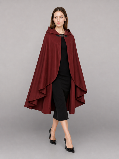 Burgundy Hooded Costume Cloak for Cosplay