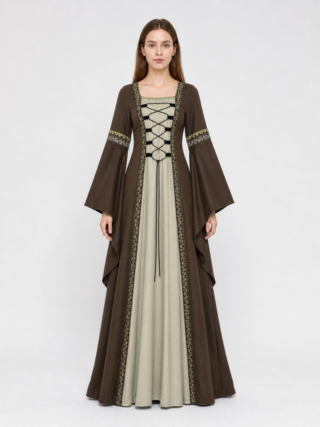 Long Renaissance-Style Dress with Sleeves