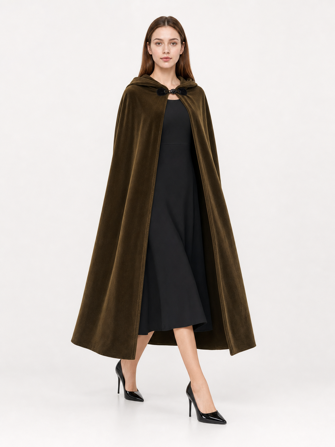 Brown Hooded Costume Cape