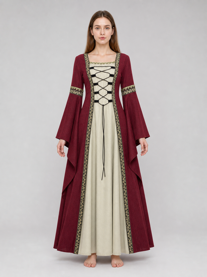 Long Medieval Dress with Flared Sleeves