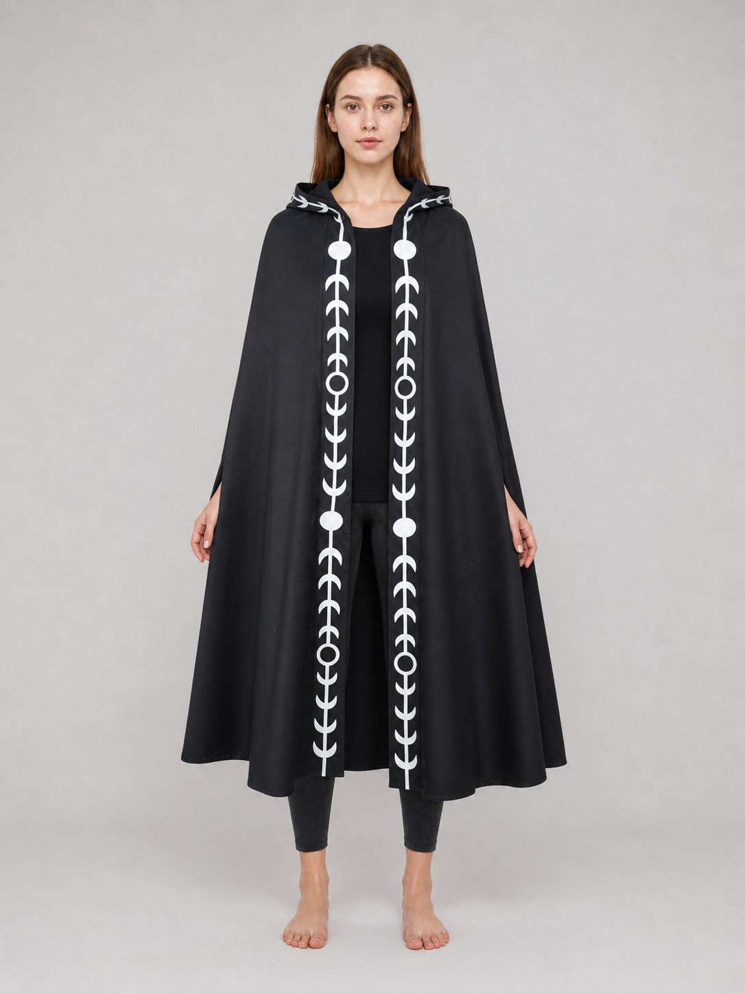 Black Hooded Cape, Medieval Style