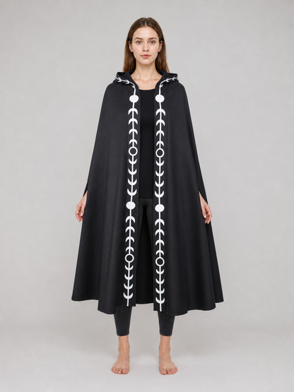 Black Hooded Cape, Medieval Style