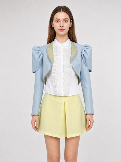 Poor Things Cosplay Costume: Blue Jacket and Jabot