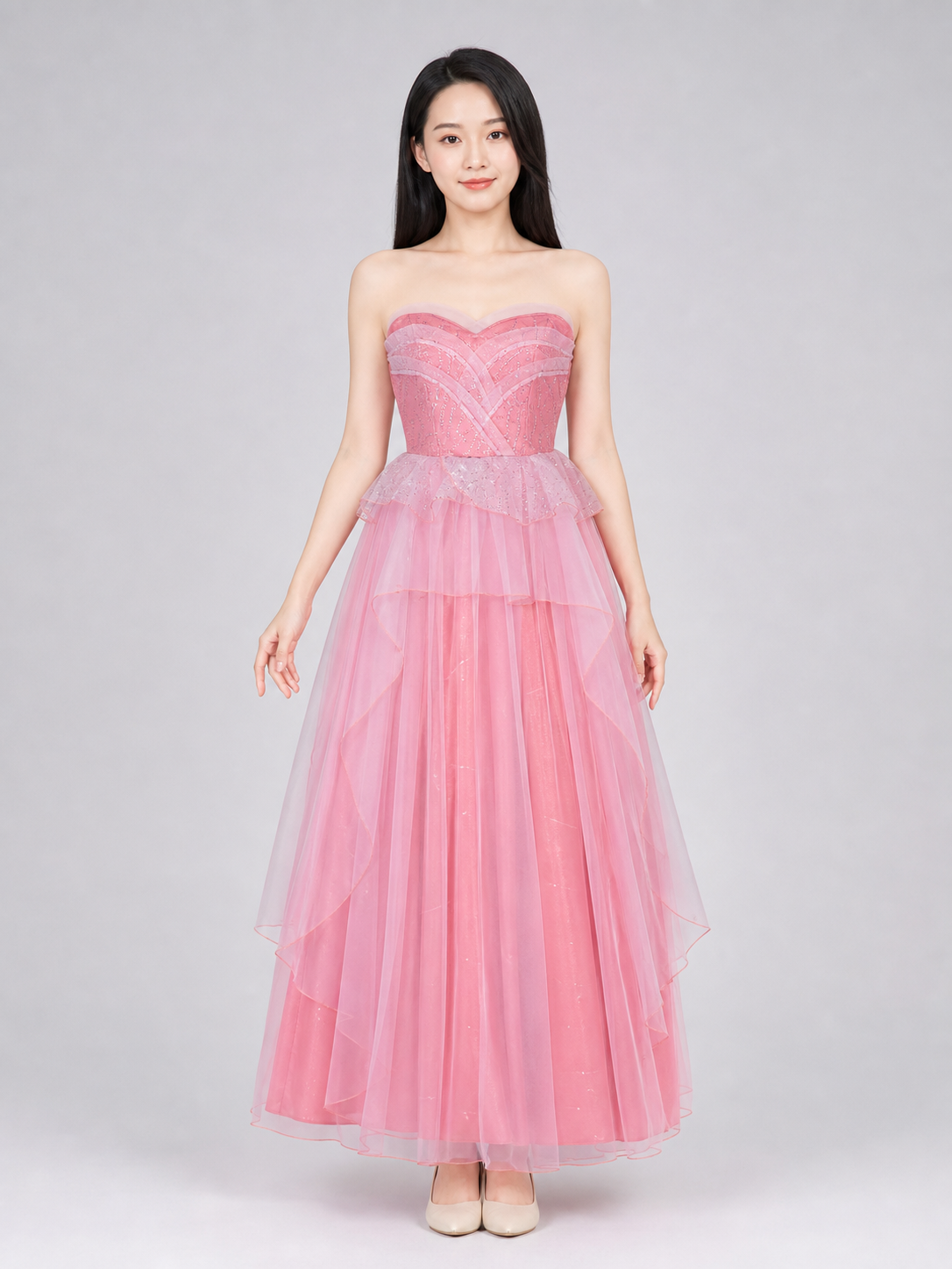 Glinda pink cosplay dress with a full skirt