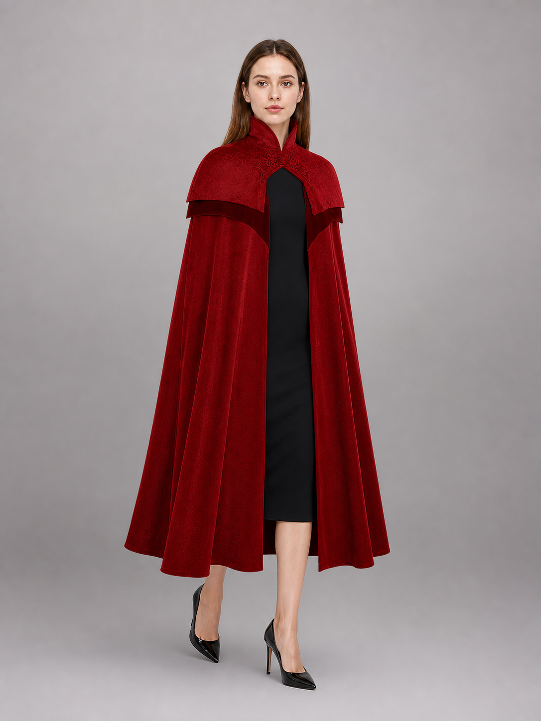 Burgundy Hooded Carnival Cloak