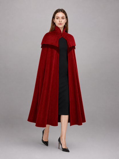 Burgundy Hooded Carnival Cloak