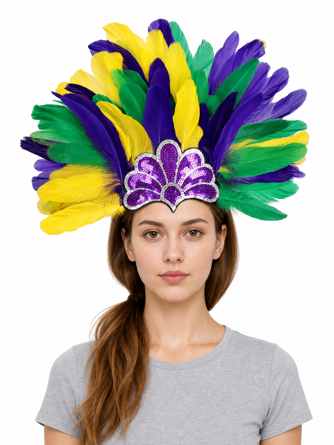 Carnival Feather and Sequin Headpiece
