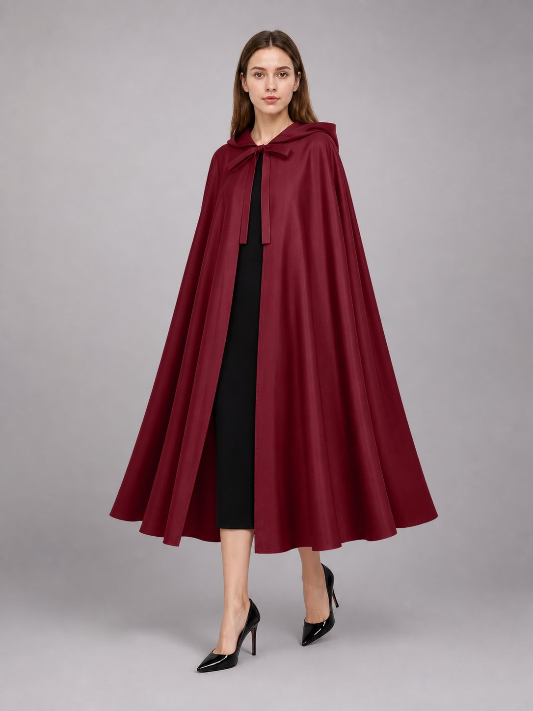 Burgundy Medieval Hooded Carnival Cloak