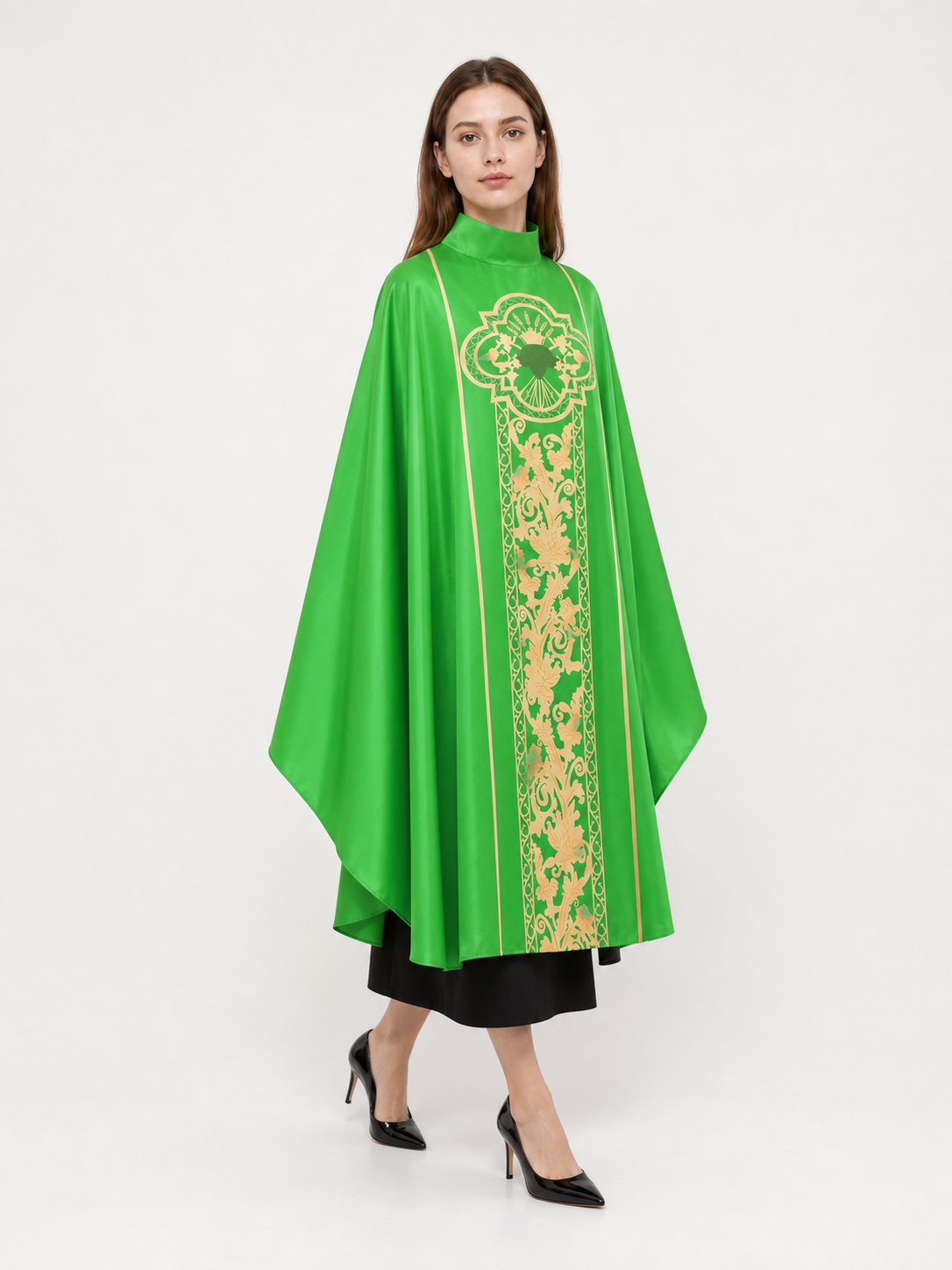Green Carnival Cloak with High Collar