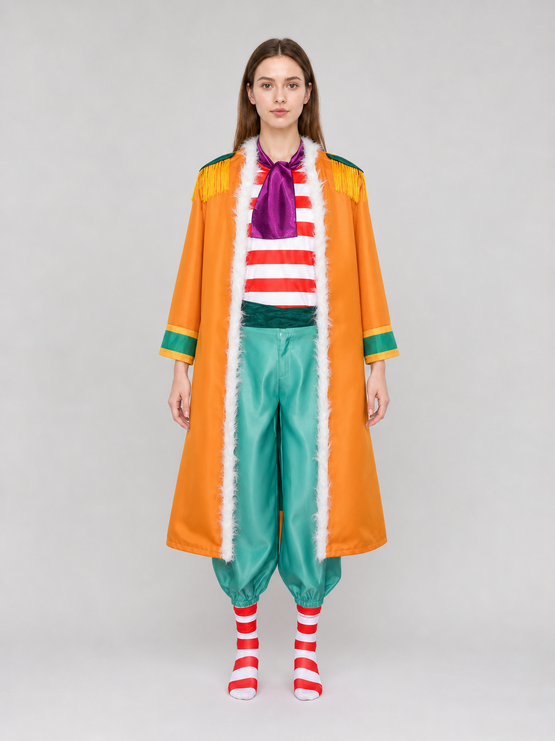 One Piece Buggy Cosplay Costume, 7 Pieces