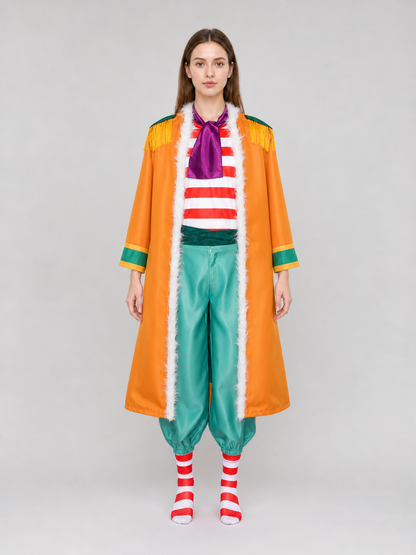 One Piece Buggy Cosplay Costume, 7 Pieces