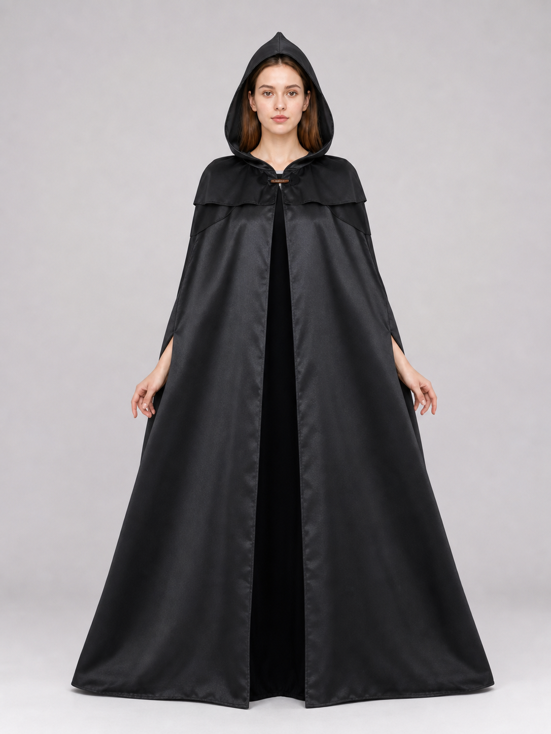 Black Hooded Cloak with Necklace