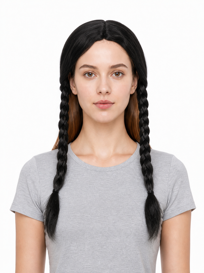 Black Carnival Wig with Two Braids