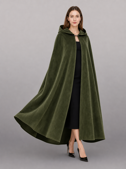 Long Green Hooded Costume Cloak