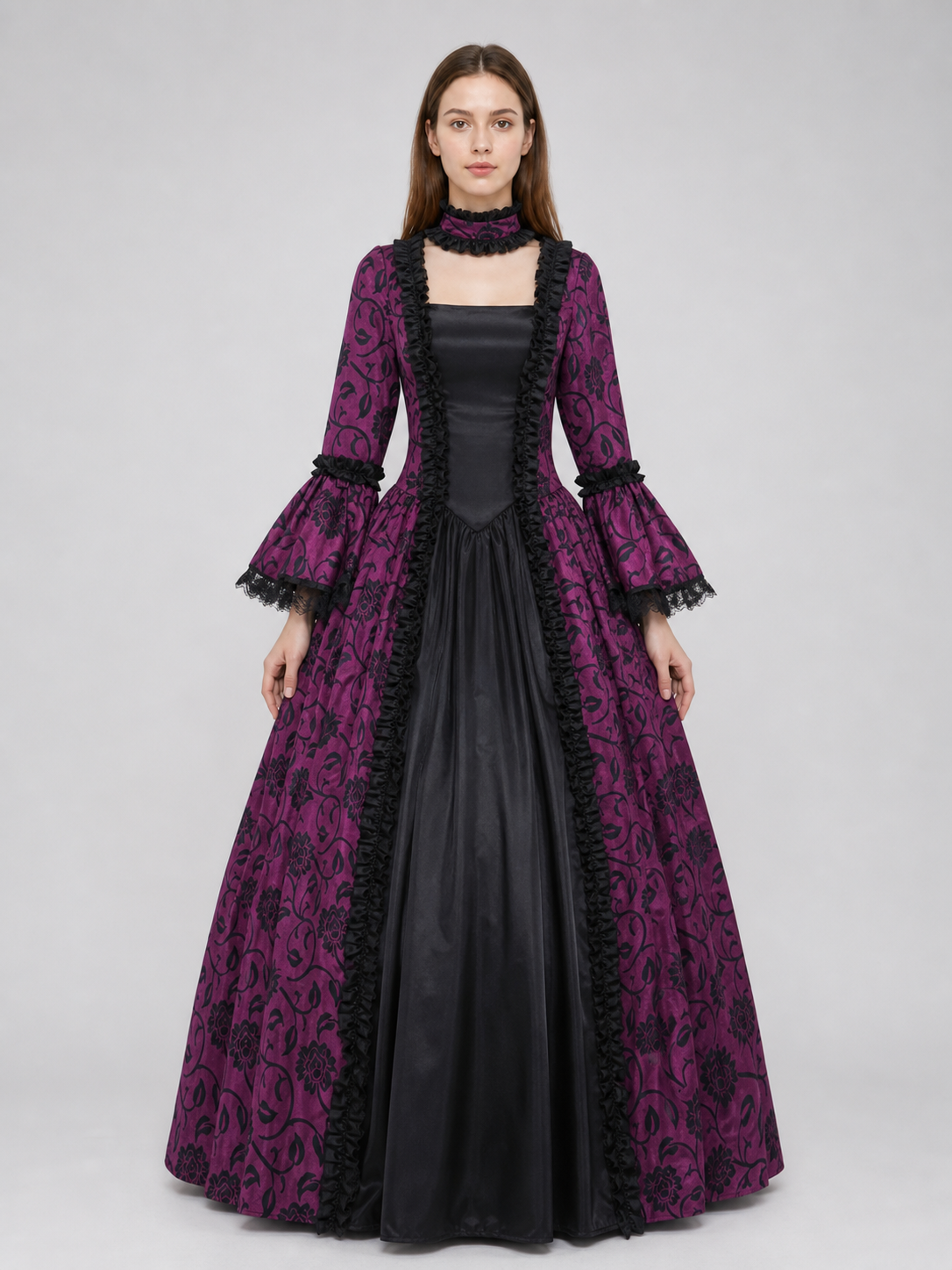 Gothic Victorian Dress with Flared Sleeves