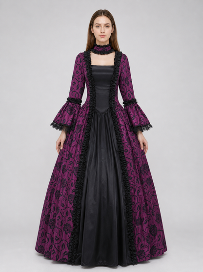 Gothic Victorian Dress with Flared Sleeves