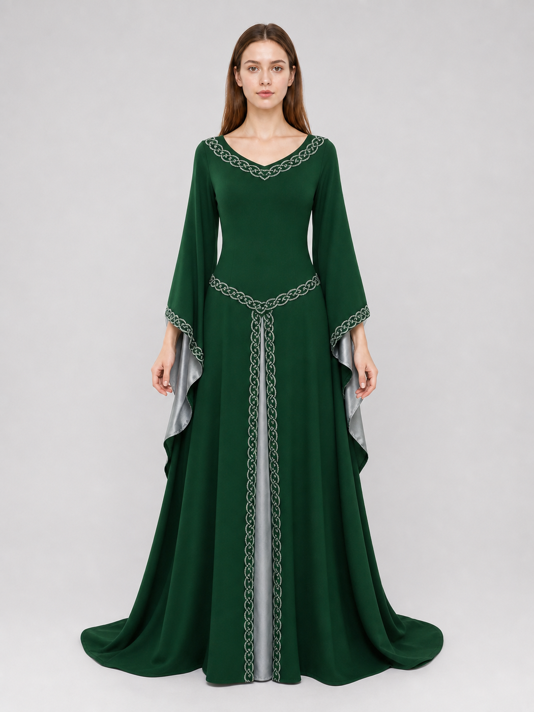 Long Celtic-Style Embroidered Dress
