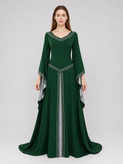 Long Celtic-Style Embroidered Dress