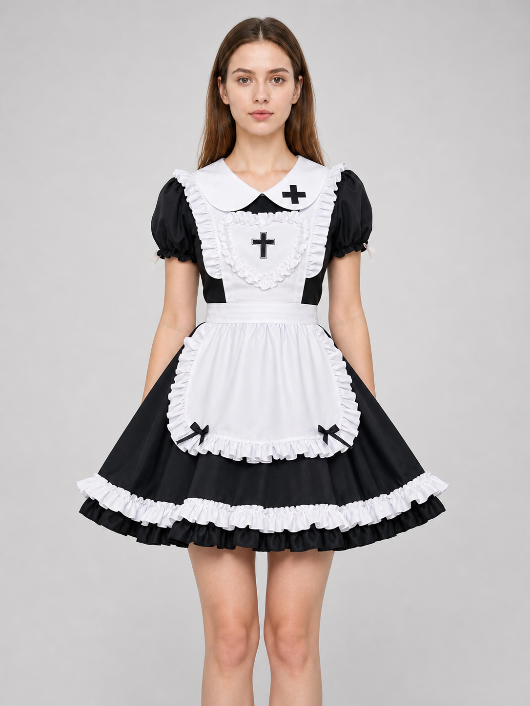 Black-and-white gothic lolita dress costume