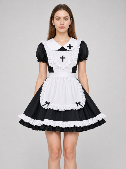Black-and-white gothic lolita dress costume