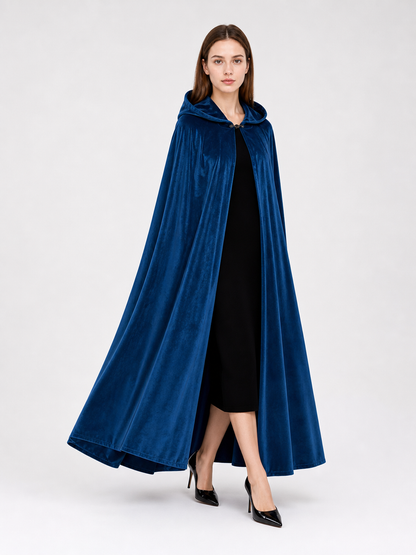 Blue Medieval Hooded Costume Cloak