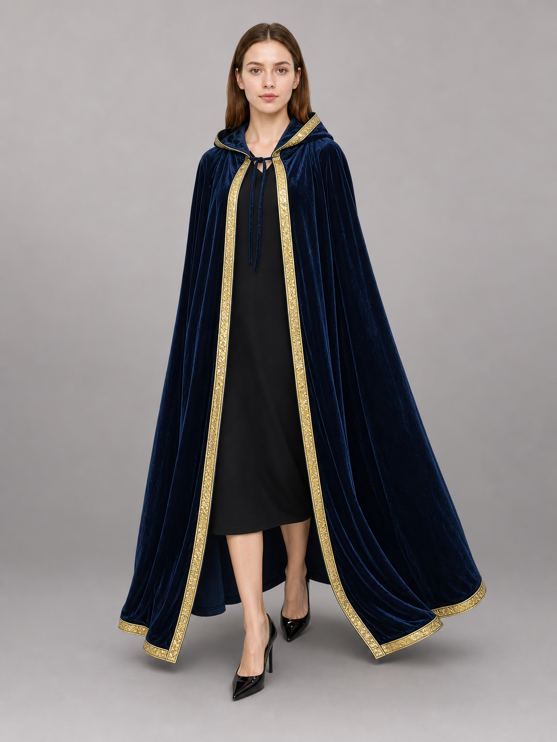 Dark Blue Hooded Costume Cloak