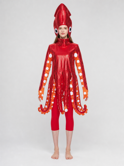 Red Sequin Squid Stage Costume