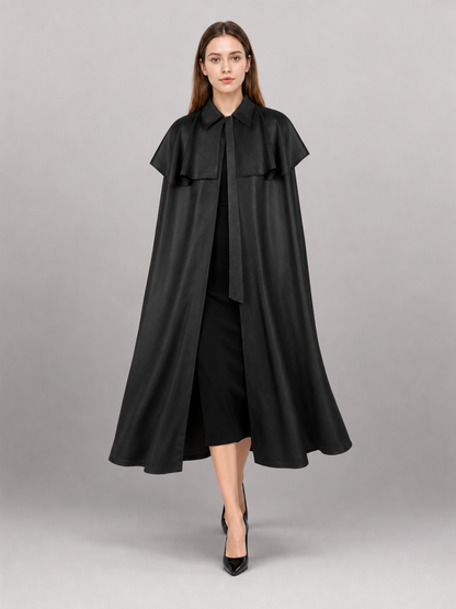 Black Dress with Cape and Short Sleeves