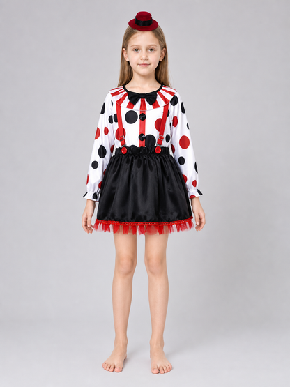 Children's Clown Costume with Skirt and Hat for Stage Performances