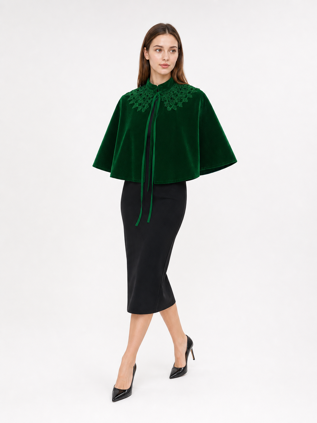 Dark Emerald Carnival Cloak with Collar