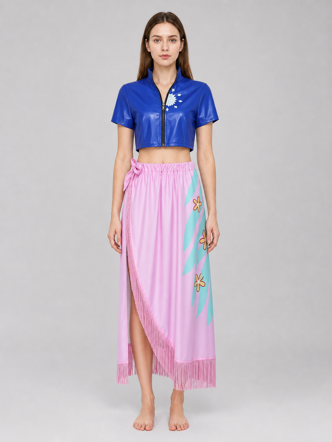 Nico Robin Cosplay Costume: Blue Blouse and Pink Skirt