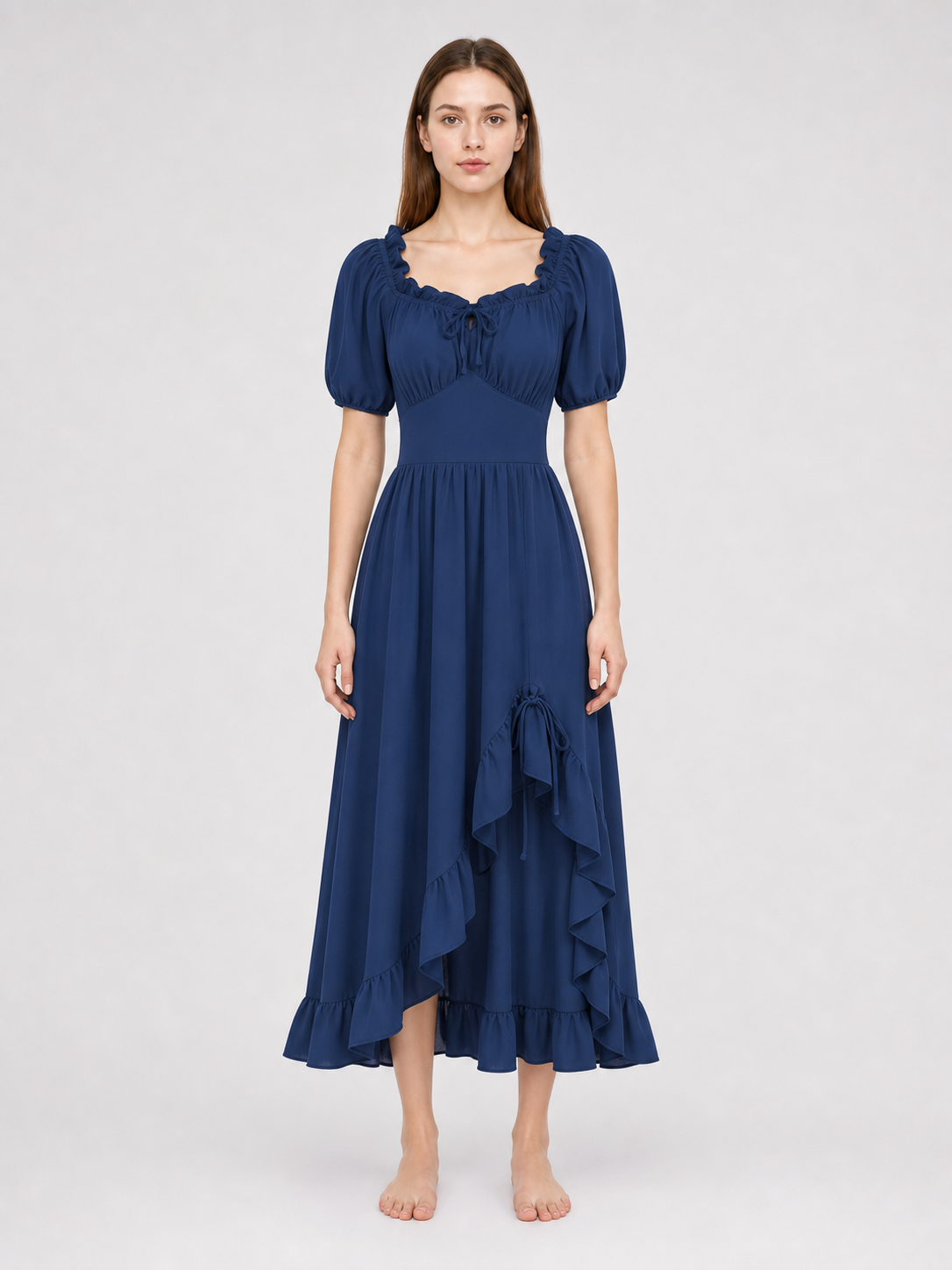 Vintage-style ruffled maxi dress
