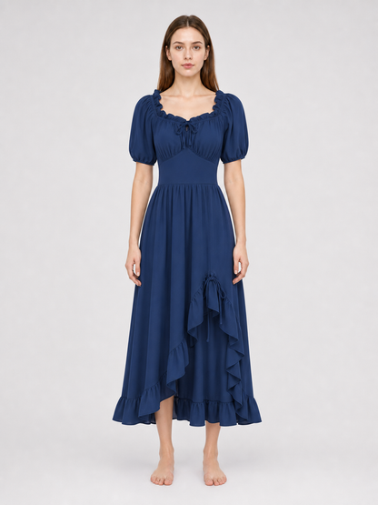 Vintage-style ruffled maxi dress