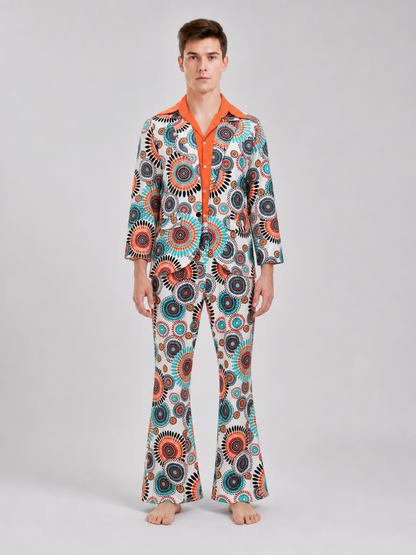 Disco Outfit with Geometric Print: Shirt and Pants