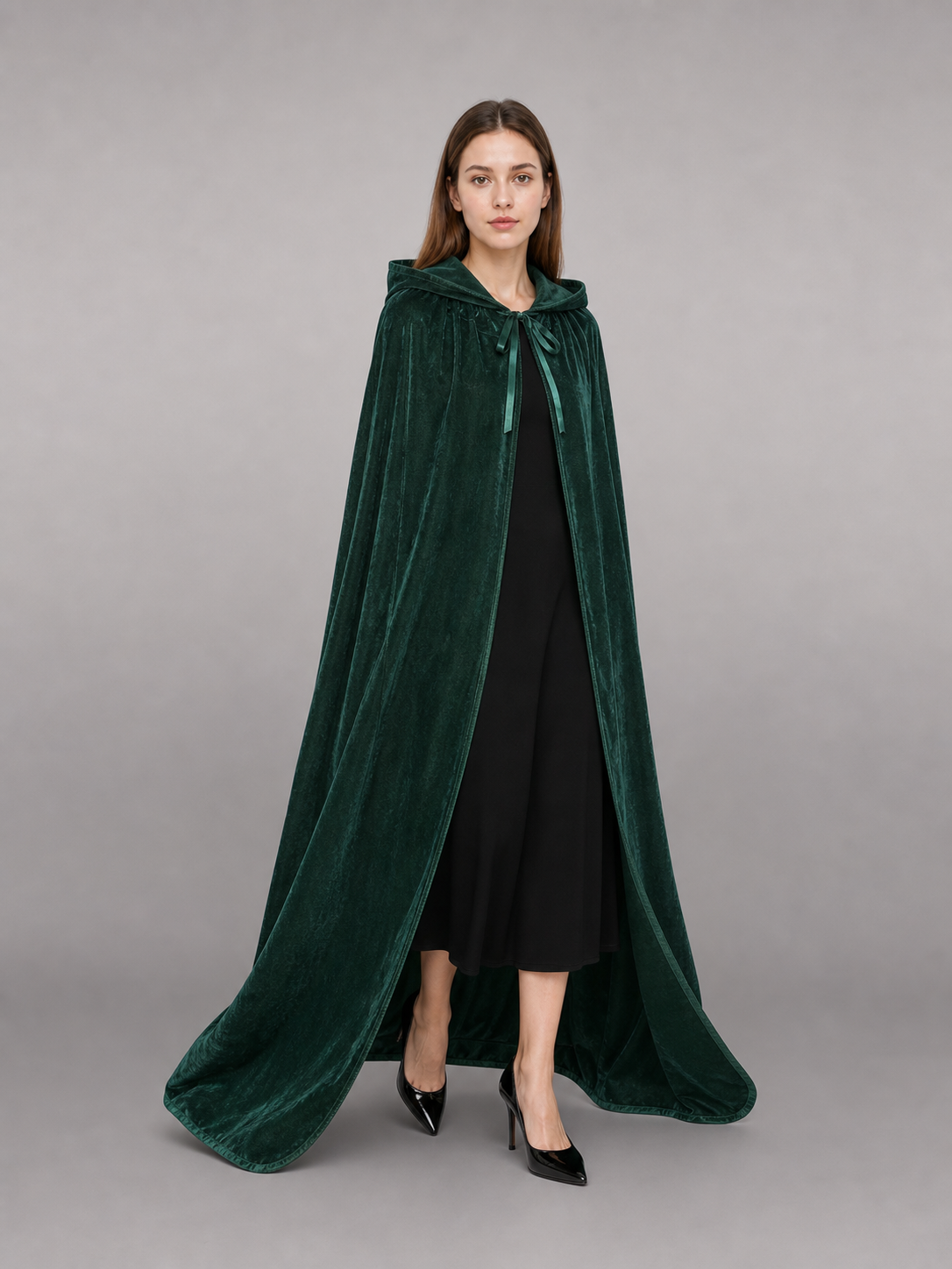 Green Gothic Carnival Cloak with Hood