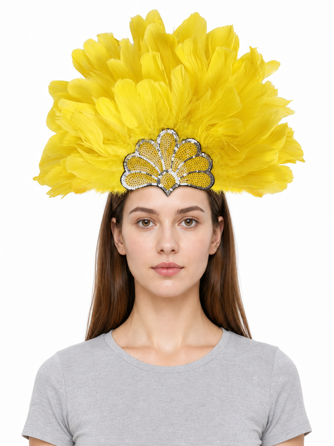 Carnival Headpiece with Yellow Feathers