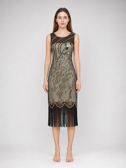 Gatsby-style dress with fringe and sequins